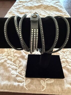 Touchstone Crystal Gray Wrap Bracelet with Clear Crystals